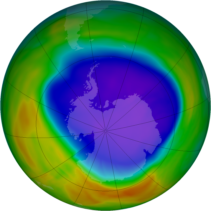 Antarctic ozone map for 03 October 2005